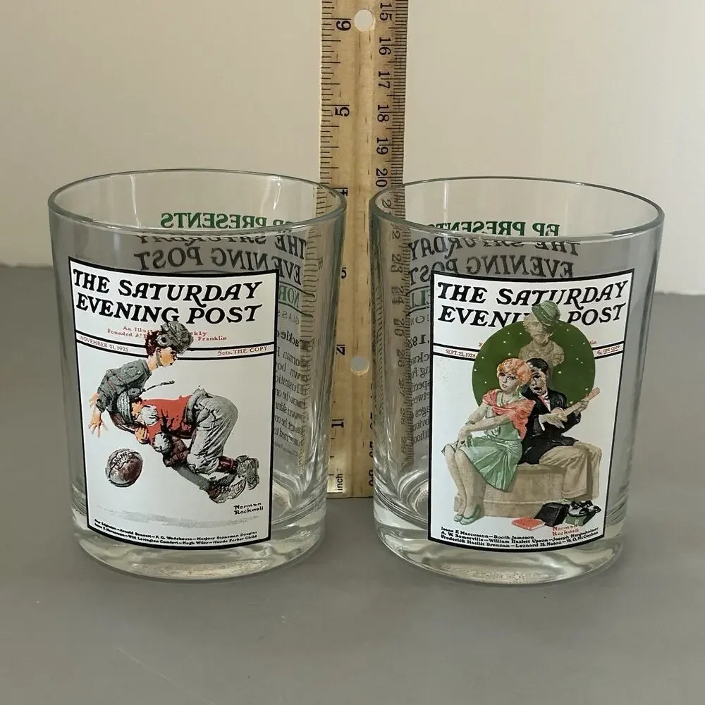 Tumblers Norman Rockwell The Saturday Evening Post Glassware Lot of 2 - #3